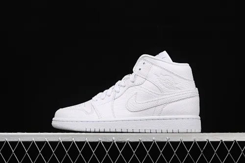 All categories Air Jordan Jordan series basketball shoes Air Jordan 1 Mid Air Jordan 1 Mid AJ1 Joe 1 snake pattern white mid-top basketball shoes series BQ6472-110